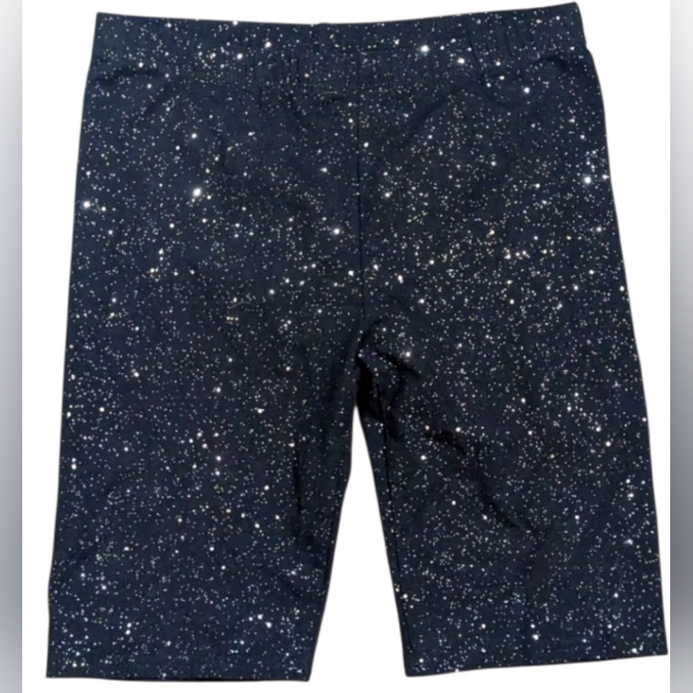 Girls Black Silver Galaxy Glitter Bike Shorts By Thereabouts Sz M 10/12